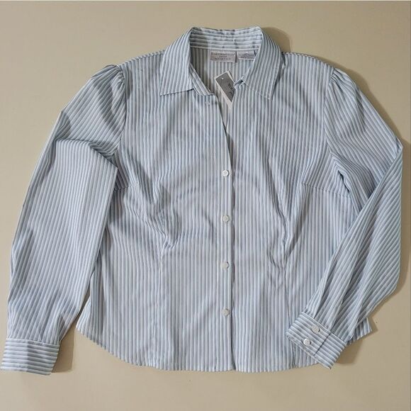 Worthington Women's Long Sleeve Stripe Button-Down Shirt - Picture 1 of 13